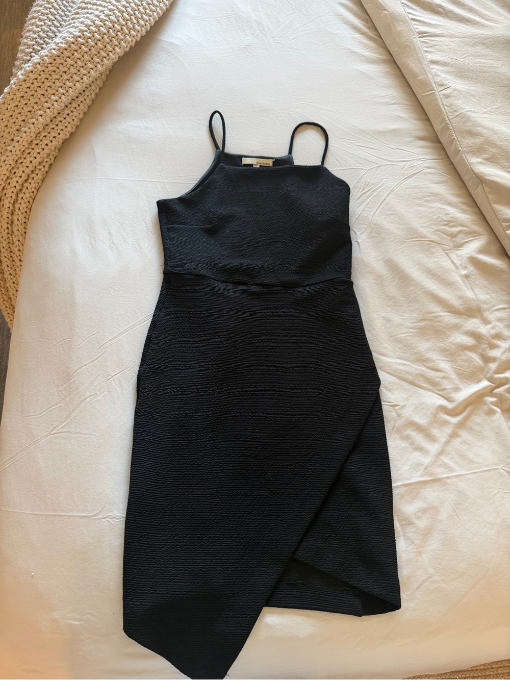 june & hudson Black Spaghetti-Strap Wrap Mini Dress